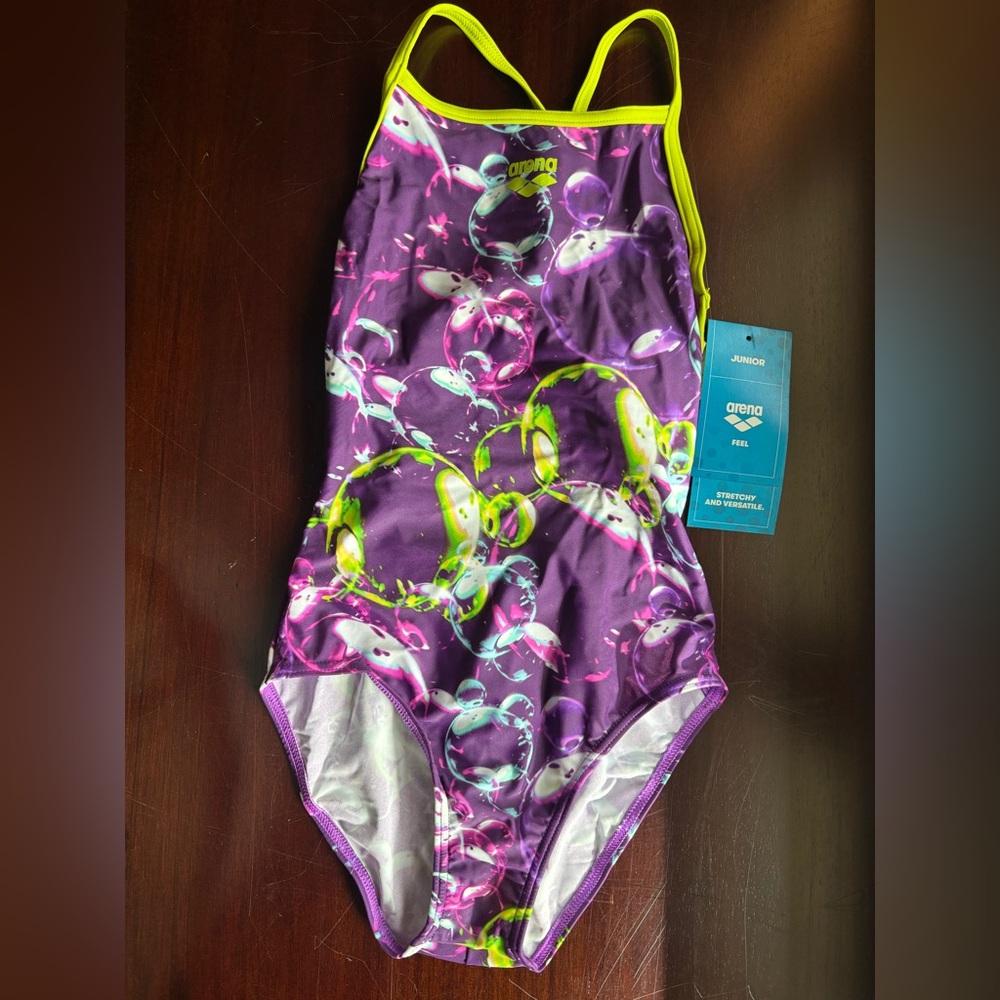 ARENA Girls Feel Soap Bubbles Light Drop Back Athletic One Piece Swimsuit - 26